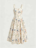 Midikleid mit Zopfmuster und Blumenprint – Bild 1 | LuxeStyle