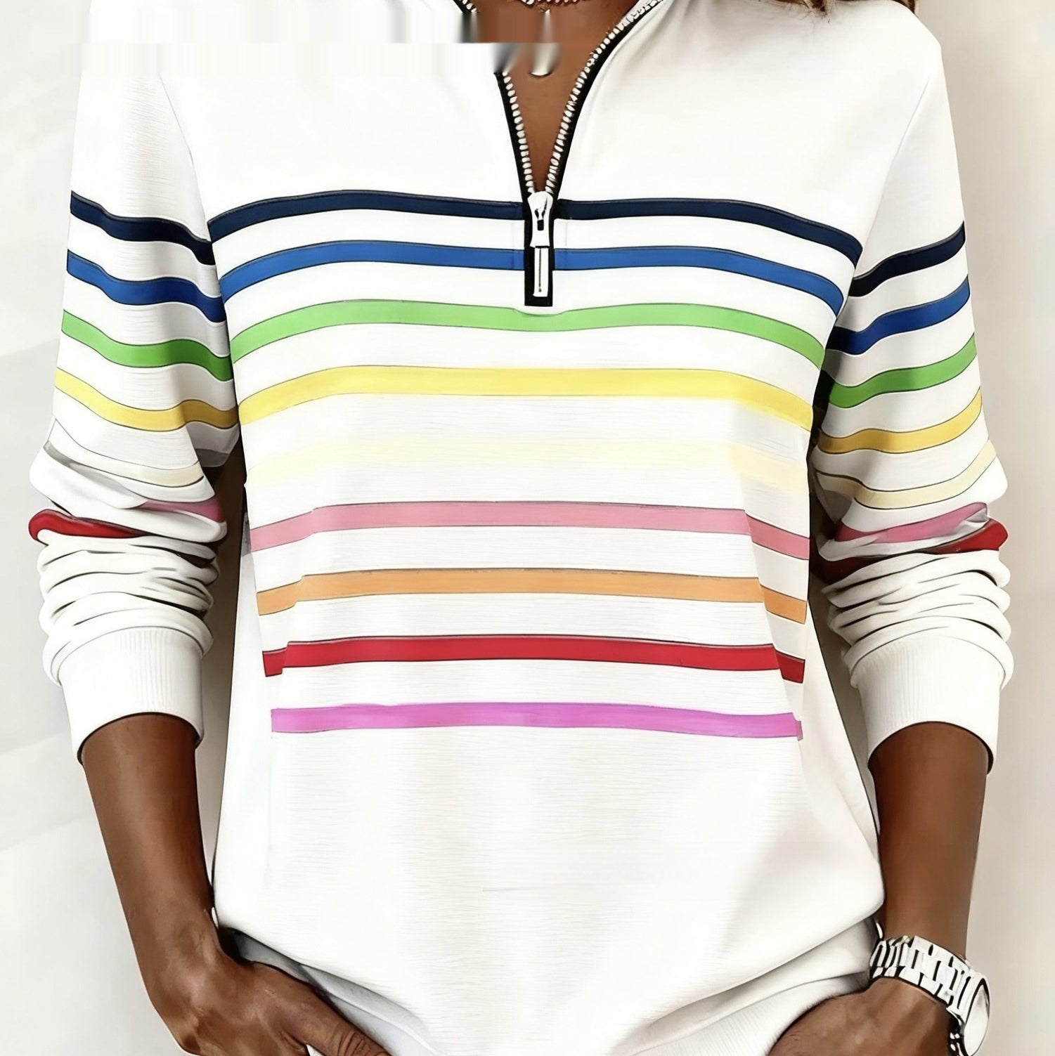 Weihnachts-Sweatshirt mit Print und Reißverschluss