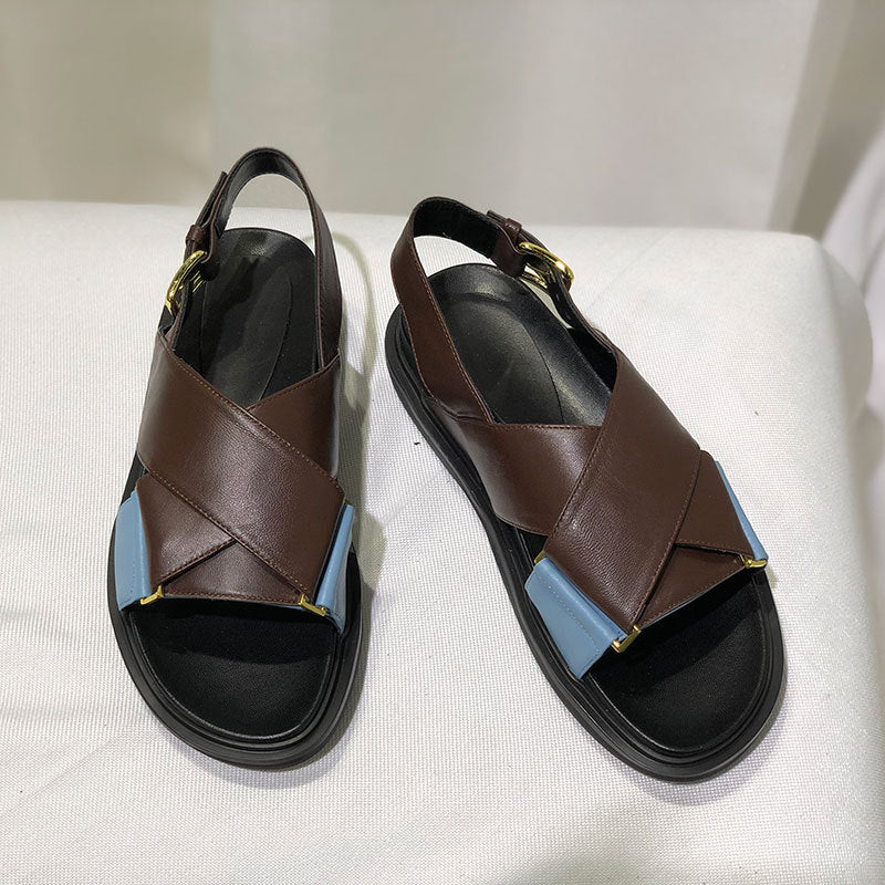 Axige Leder-Plattformschuhe Romantische Sandalen