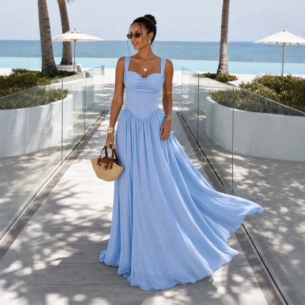 Trägerloses A-Linien-Kleid mit Netz-Patchwork