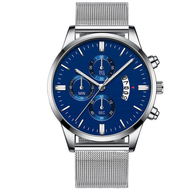 Herren Business Quarzuhr mit Edelstahl-Armband