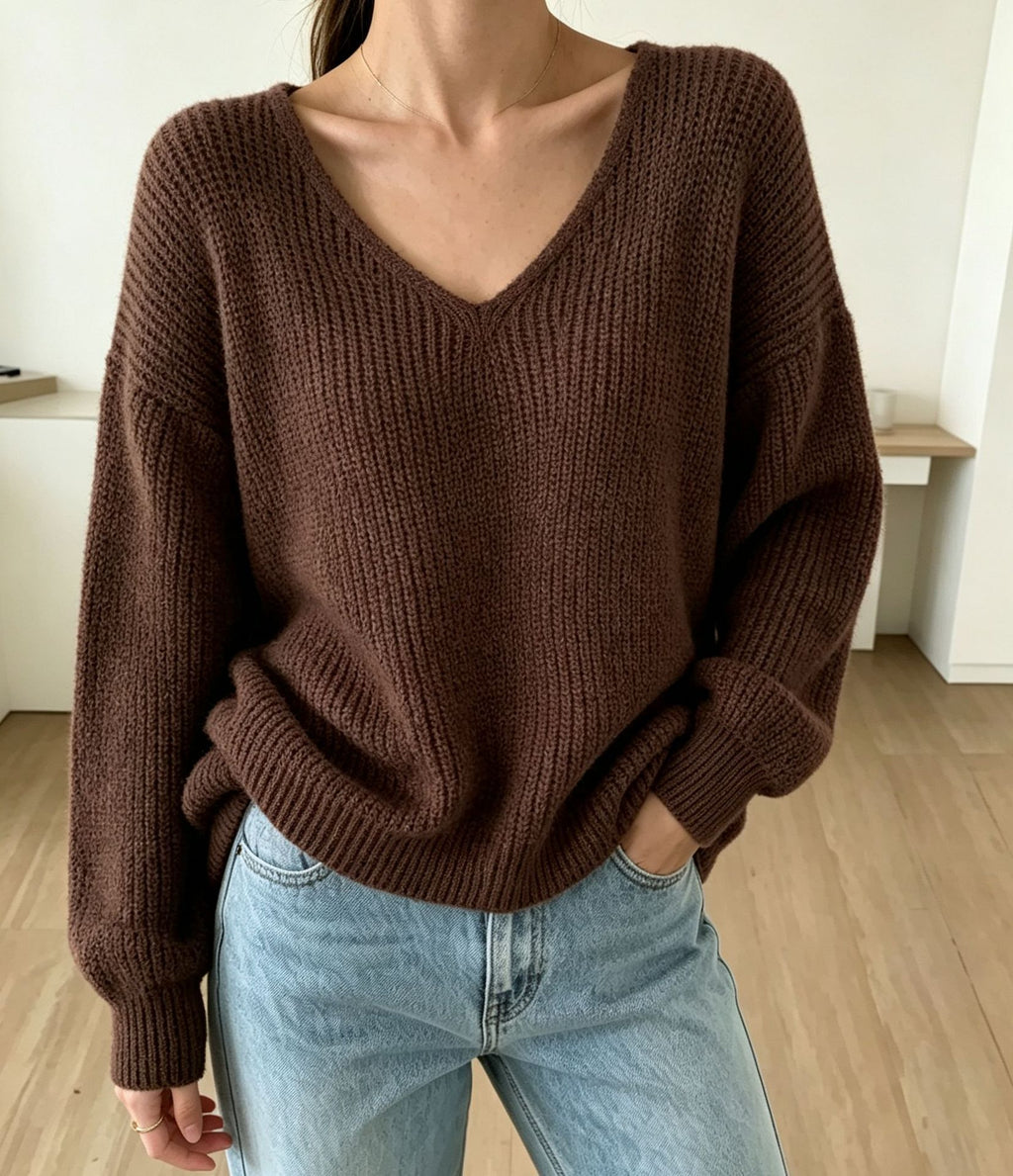 V-Neck Pullover Sweater für Damen