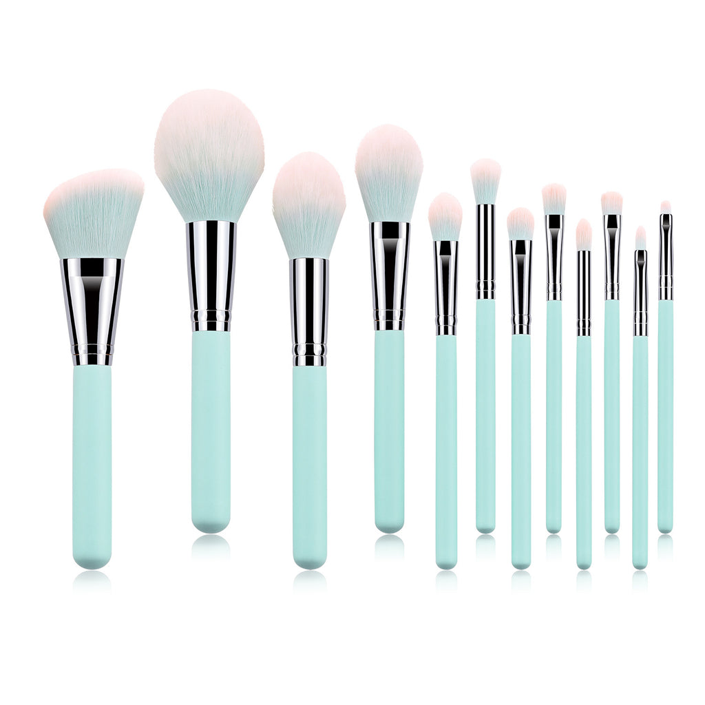 12 hellblaue Make-up Pinsel
