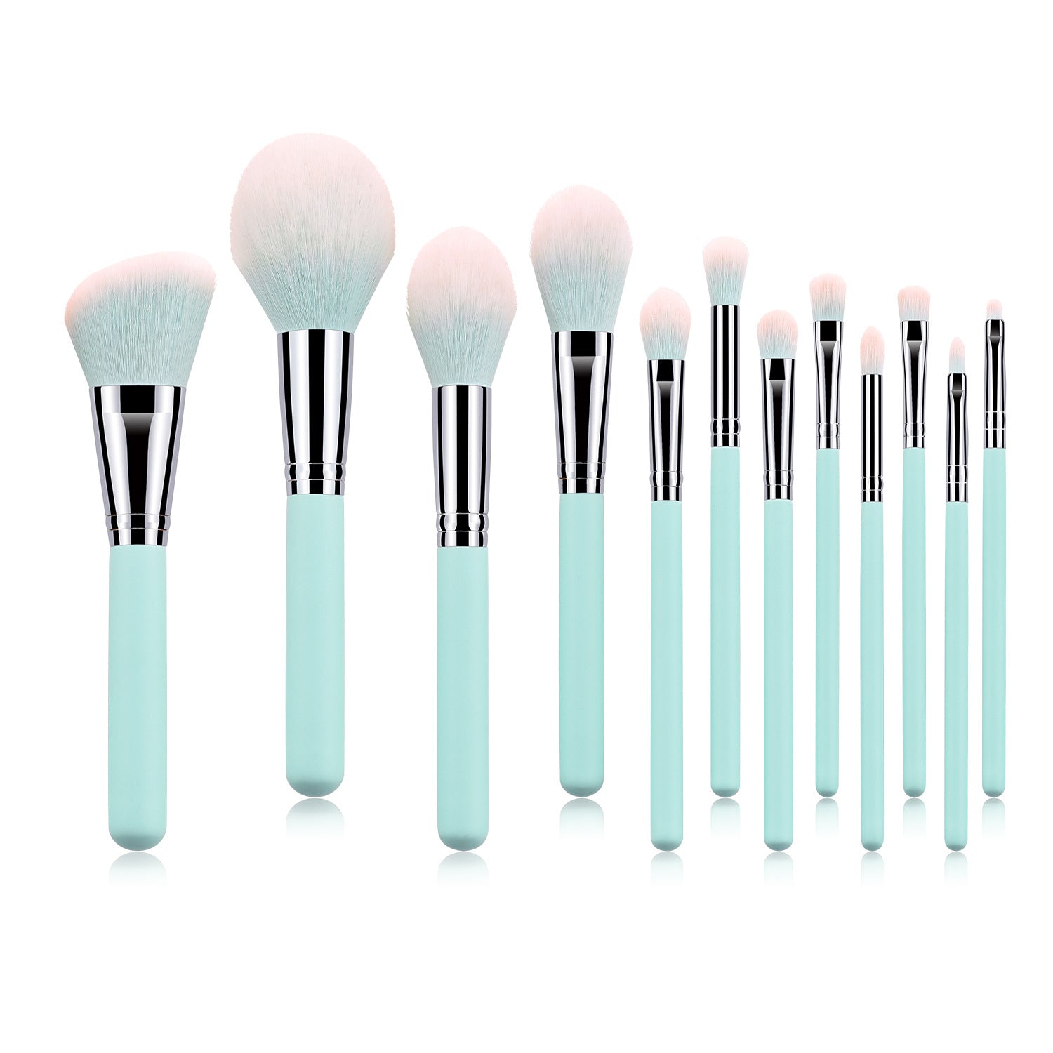 12 hellblaue Make-up Pinsel