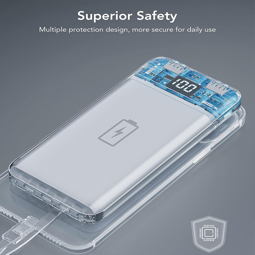 XXL-Powerbank mit 4 USB-Ports & 3 integrierten Ladekabeln