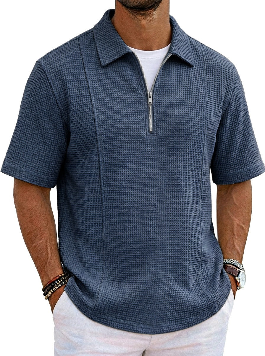 Sportliches Halb-Zip Polo-Shirt mit U-Boot-Ausschnitt