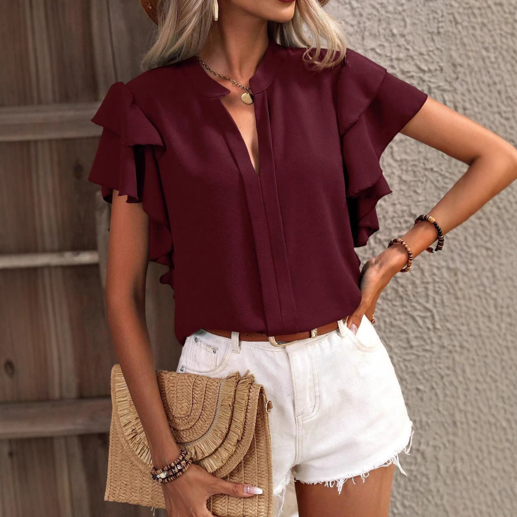 Lässiges V-Neck T-Shirt mit kurzen Ärmeln