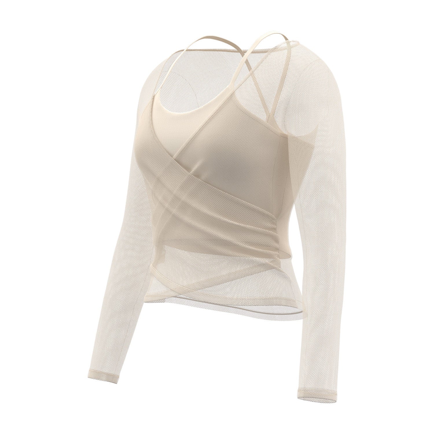 Mesh Langarm-Top mit Camisole