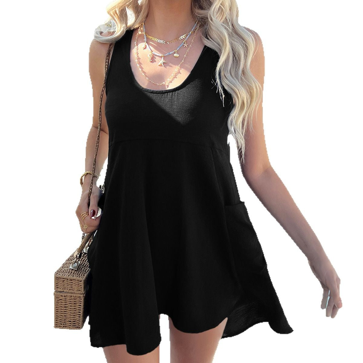 Ärmelloses Casual-Kleid mit Taschen – Bild 3 | LuxeStyle