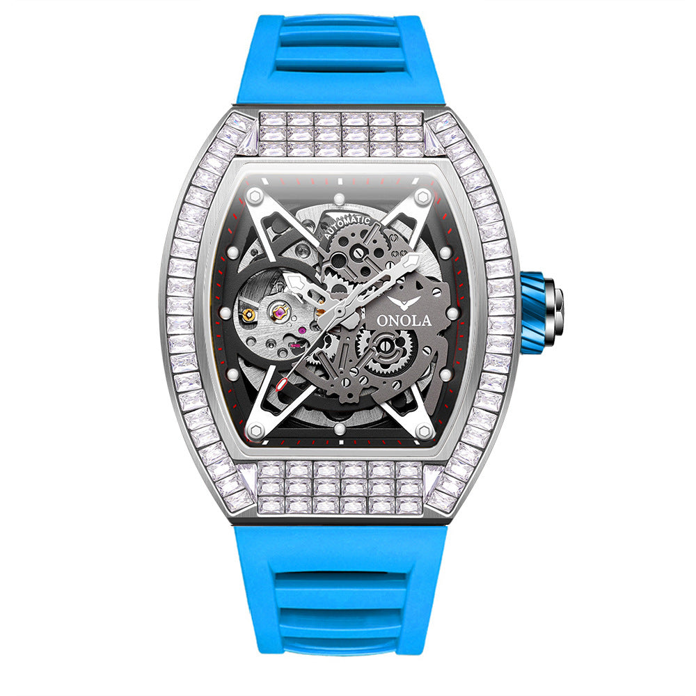 Hollow Automatik-Uhren Herren Silikonarmband wasserdicht