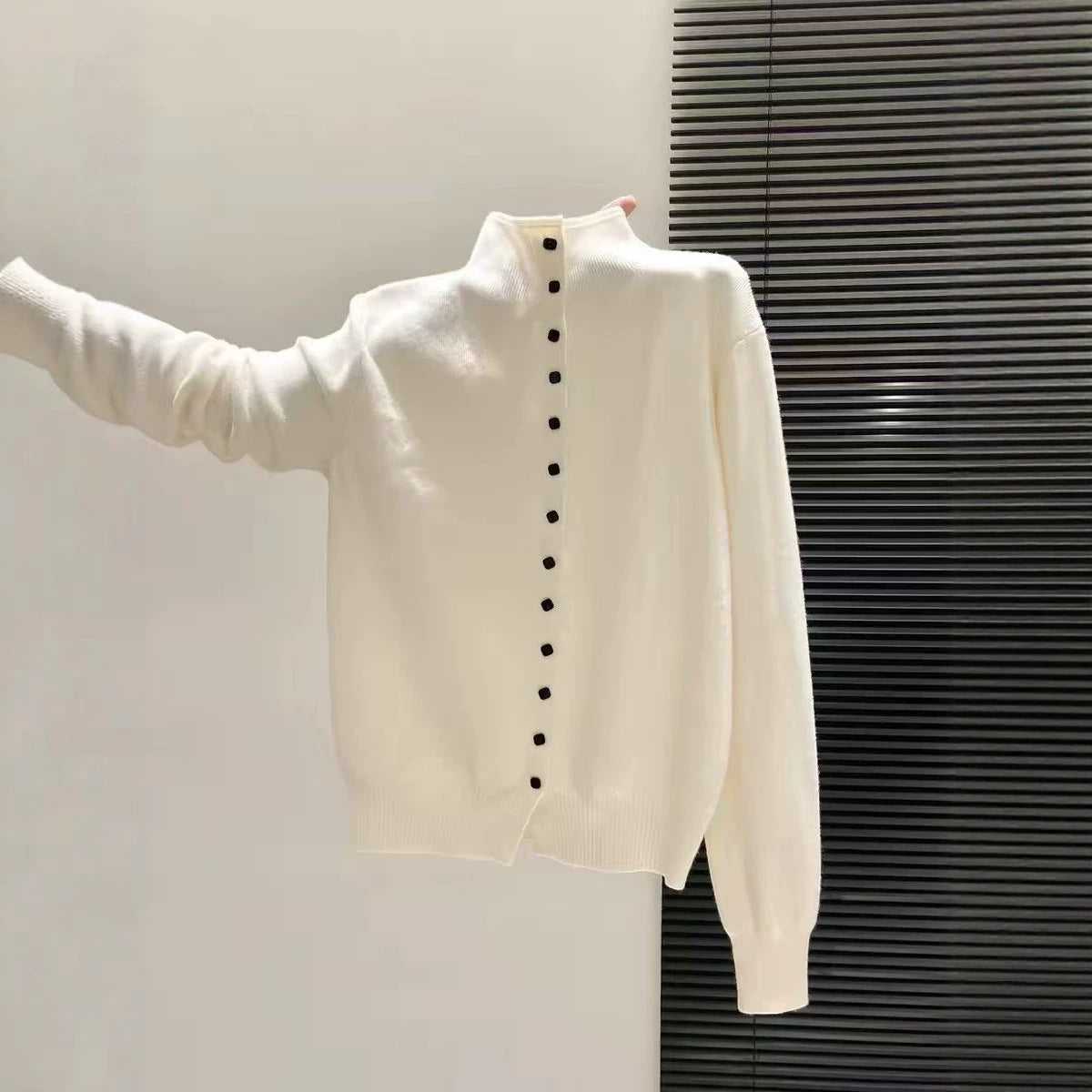 Strick-Cardigan mit Stehkragen