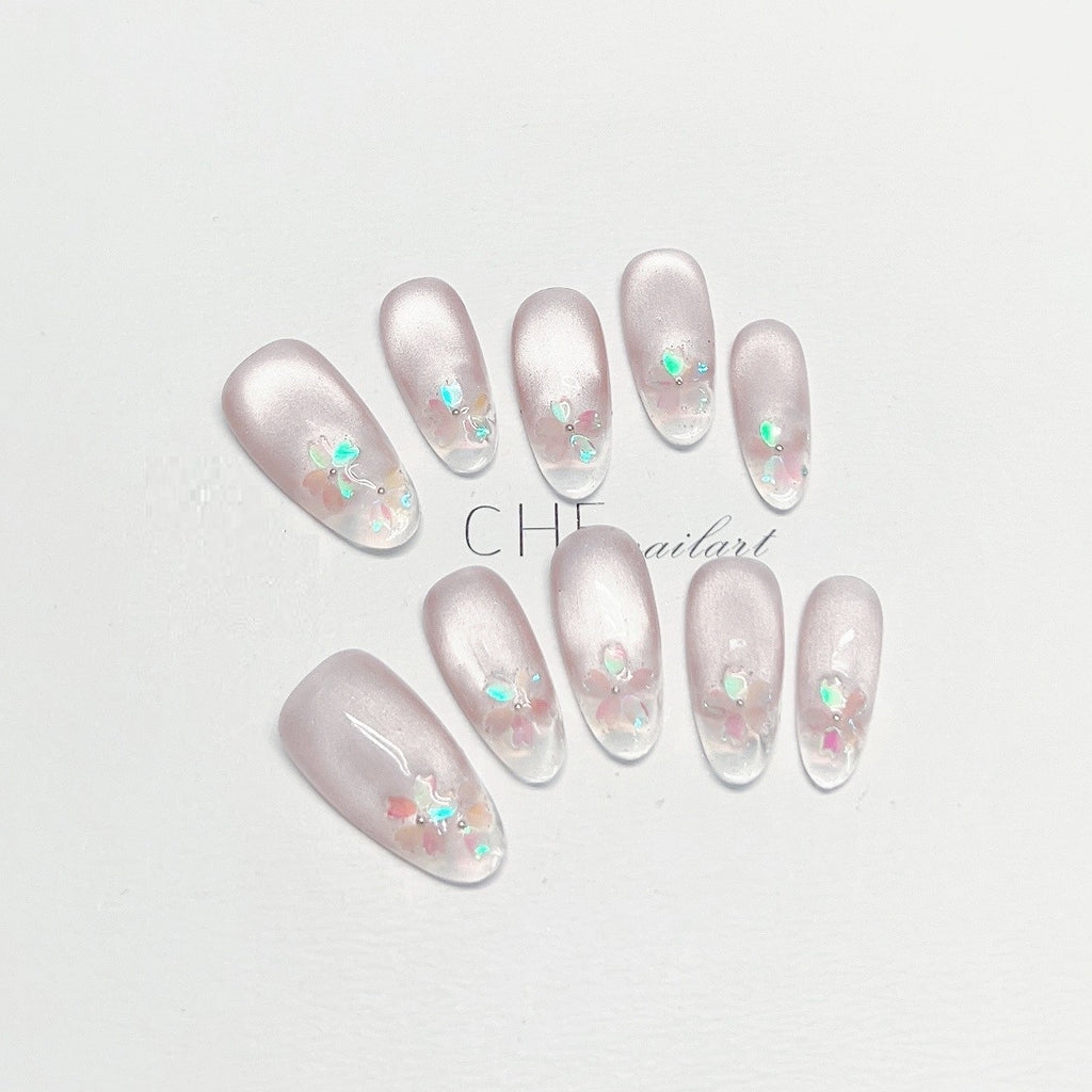 Cat Eye Oval-Kunstnägel – Transparent Fluorescent – Bild 6 | LuxeStyle