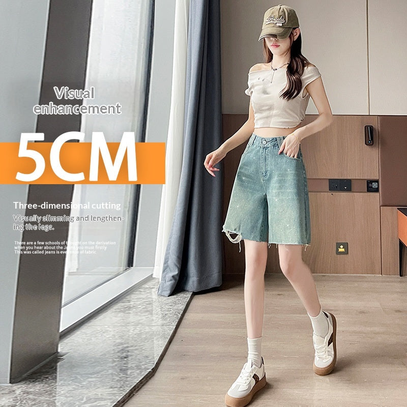 Damen Ripped Denim Shorts im Thin Style