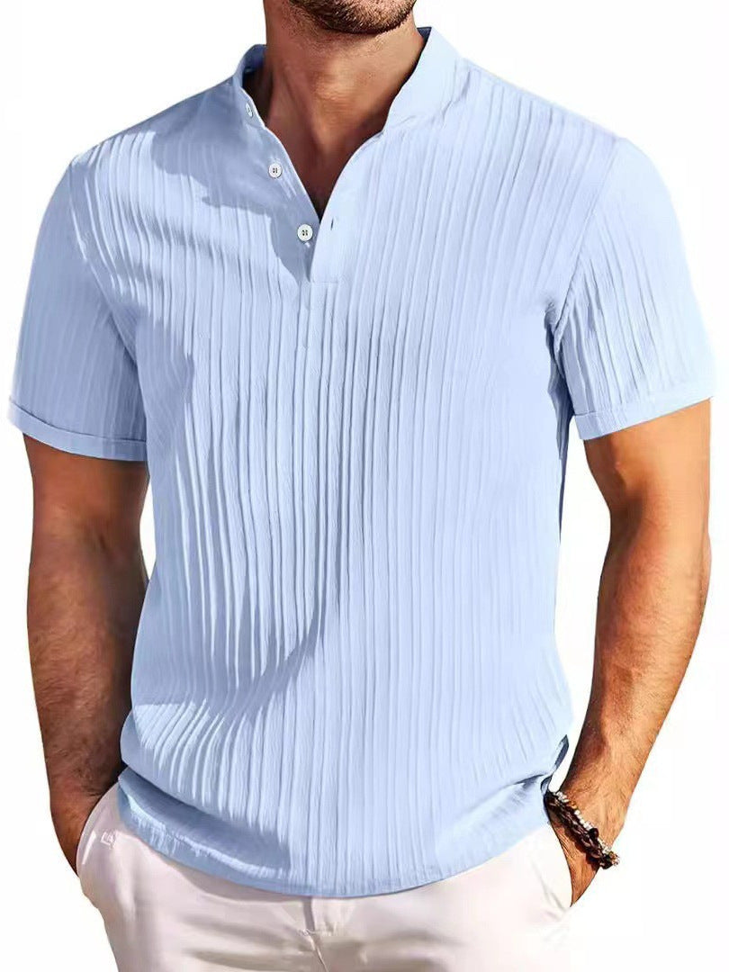 Herren-Jacquard-Hemd Leinen-Cotton