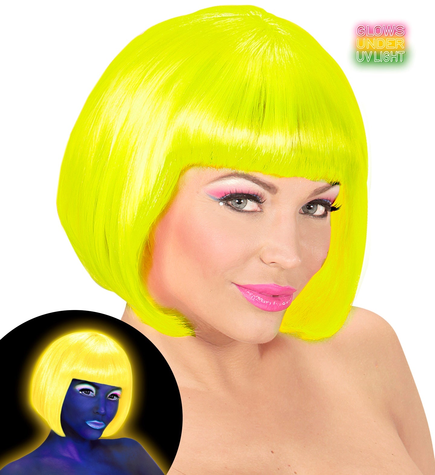 Perücke Valentina neon gelb