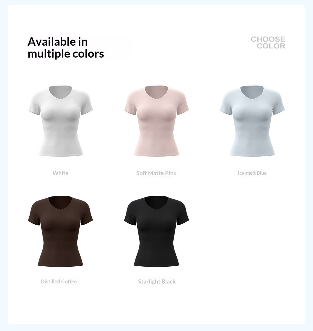 V-Neck Sport-Shirt Kurzarm – Peach