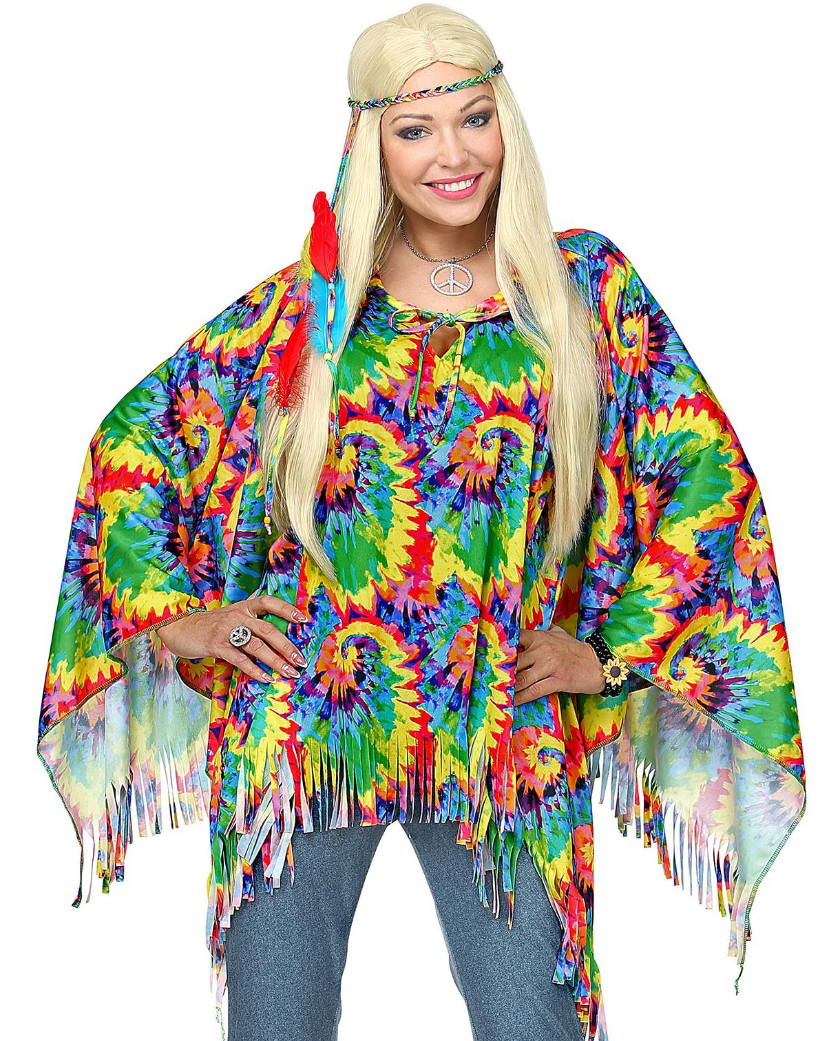 Hippie Poncho mit Stirnband · Gr. one Size
