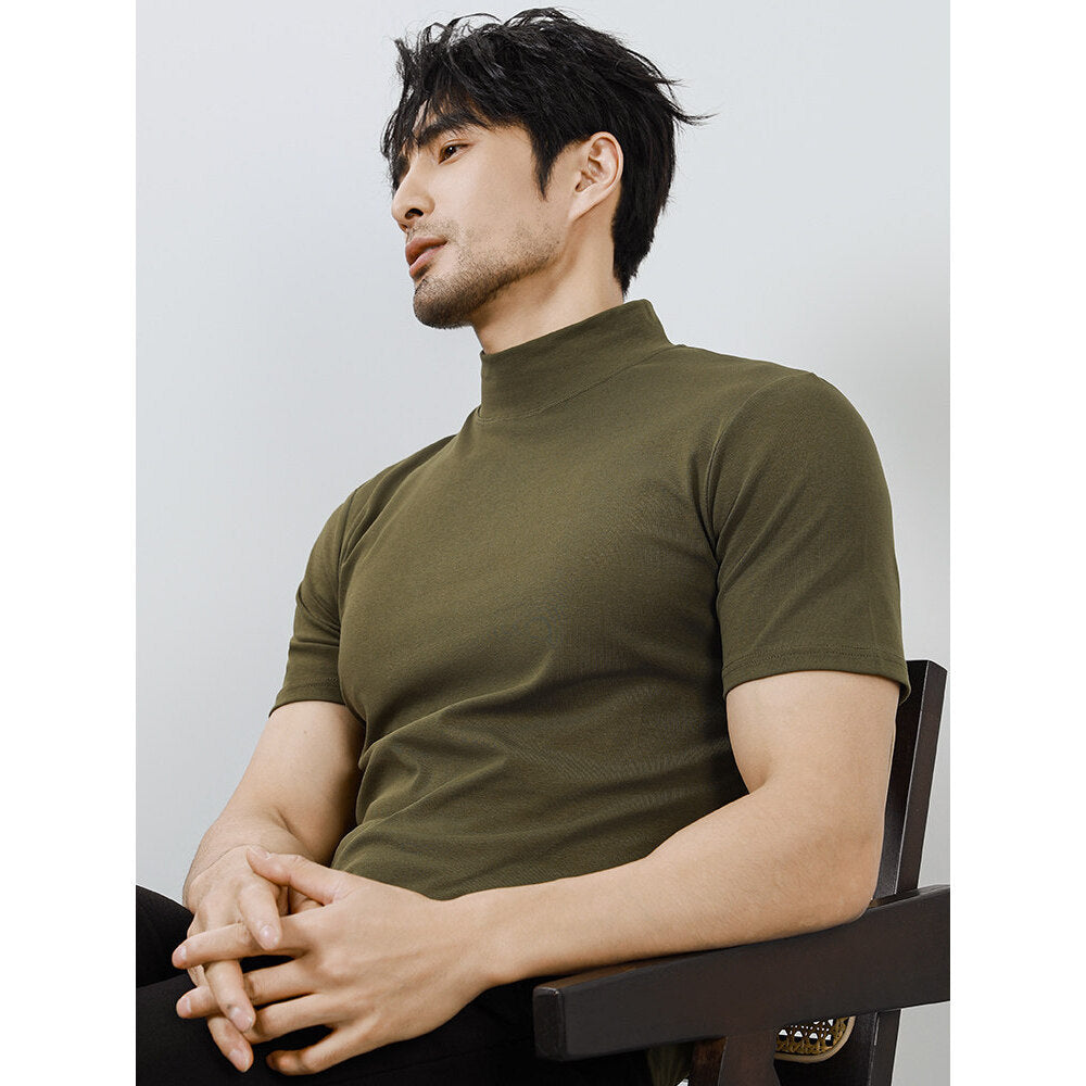 Herren Kurzarm-Basisschicht-Shirt Einfarbig, Slim Fit