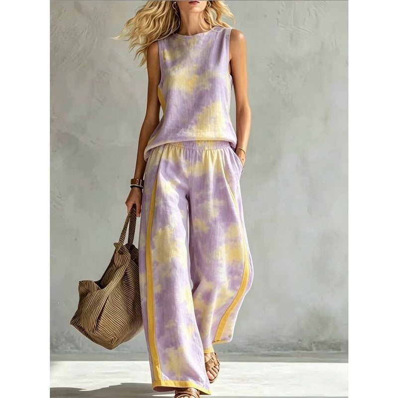 Regenbogen Tie-Dye Top & Weite Hose Set
