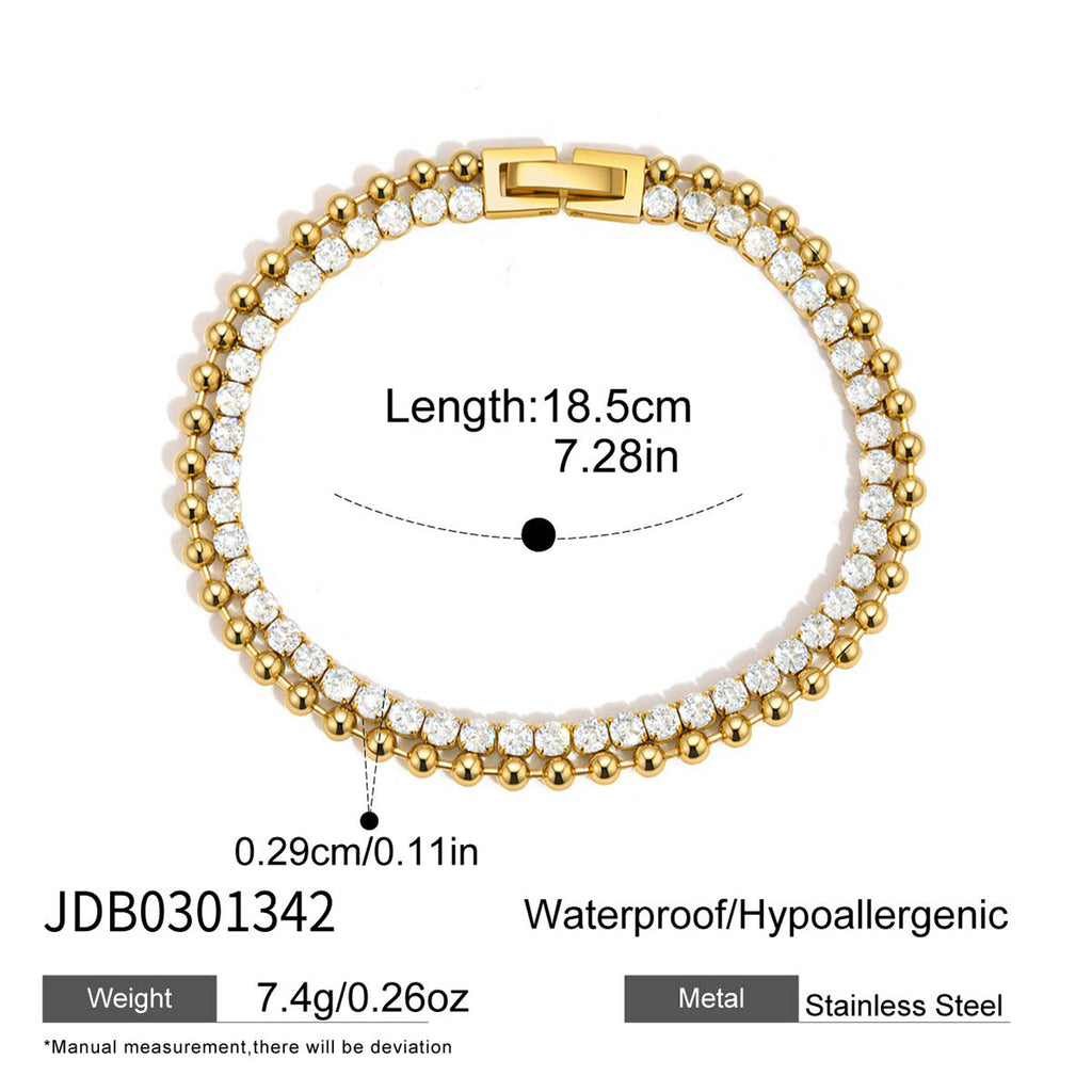 Doppellagiges Zirkon-Armband aus Edelstahl – Bild 5 | LuxeStyle