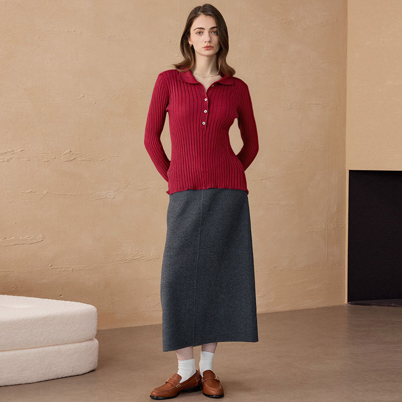 Ribbed Chunky Turtleneck Cashmere Pullover Damen Slim Fit