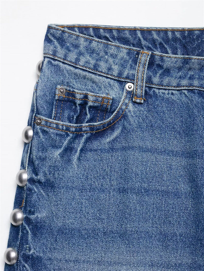 Gerade geschnittene Jeans mit Metall-Details