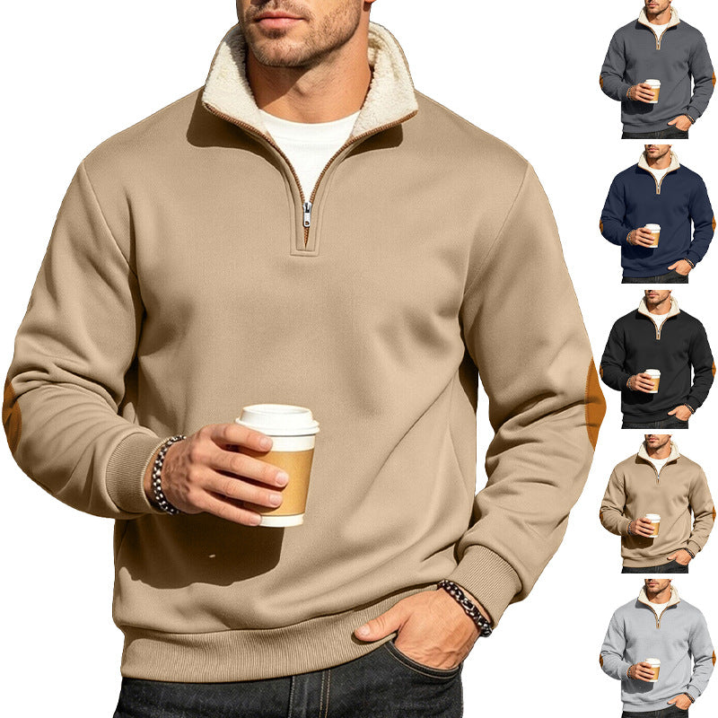 Retro Patchwork Langarm-Sweatshirt für Herren – Ansicht 2