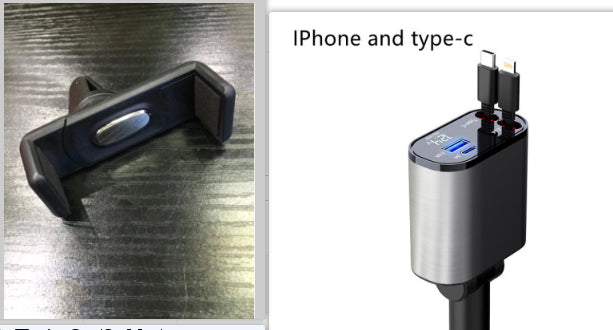 KFZ-Schnellladegerät 100W · ausziehbare Kabel USB-C & Lightning