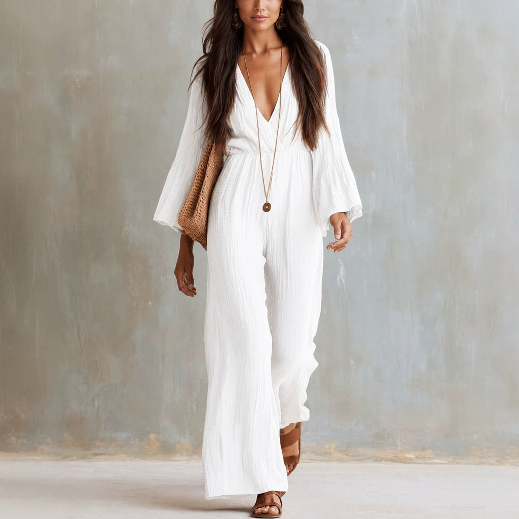 Bohemian Jumpsuit mit V-Ausschnitt
