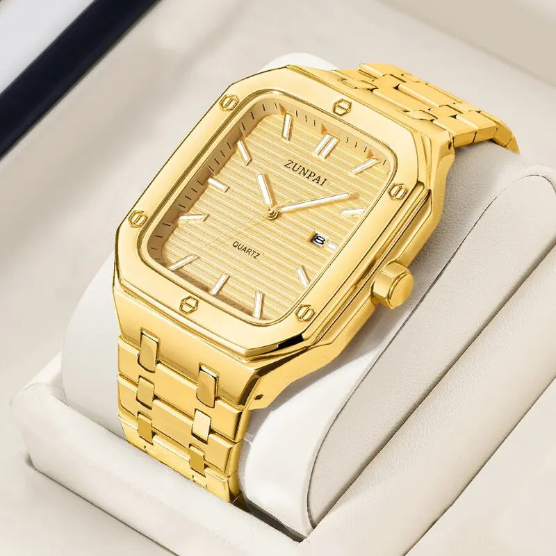 Stilvolle Herren-Quadrat-Uhr aus Edelstahl | LuxeStyle