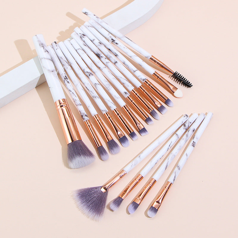 16-Stückes Makeup-Pinselset mit Marmor-Muster · 16 Stück – Bild 4 | LuxeStyle