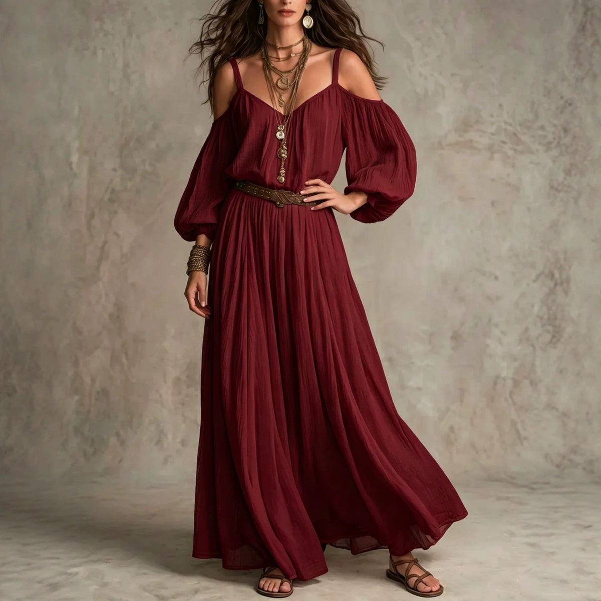 Damen-Kleid mit Falten und Off-Shoulder | LuxeStyle