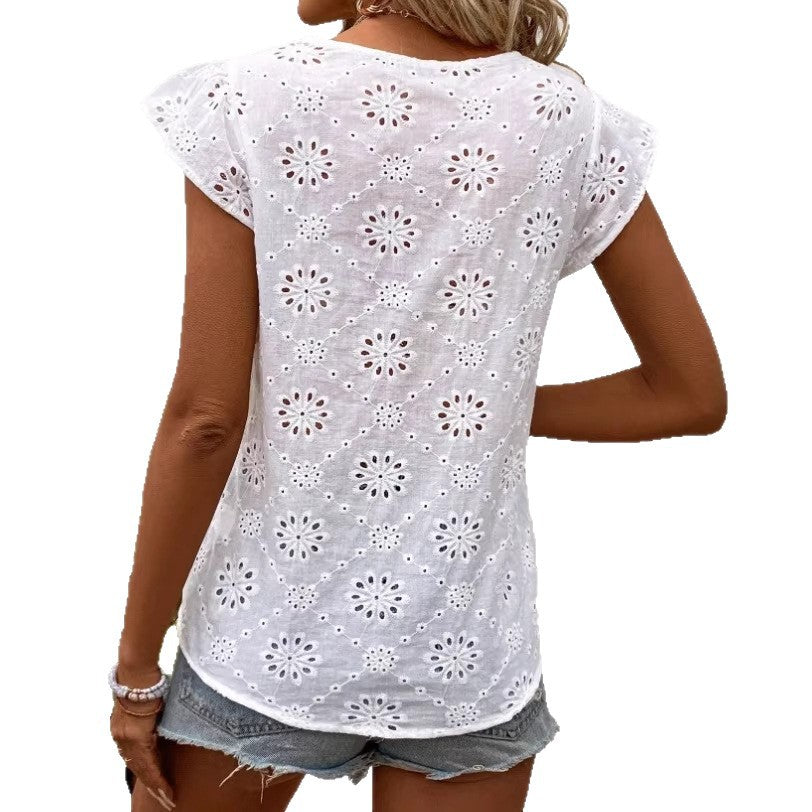 Ärmellose Bluse mit V-Ausschnitt | LuxeStyle