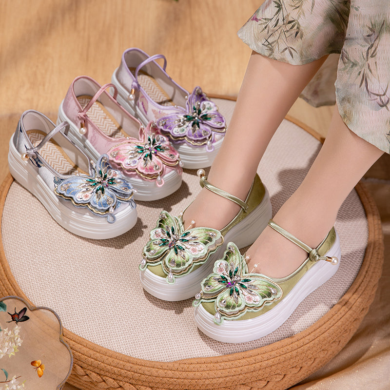 3D Schmetterling Mary Jane Plateau-Schuhe