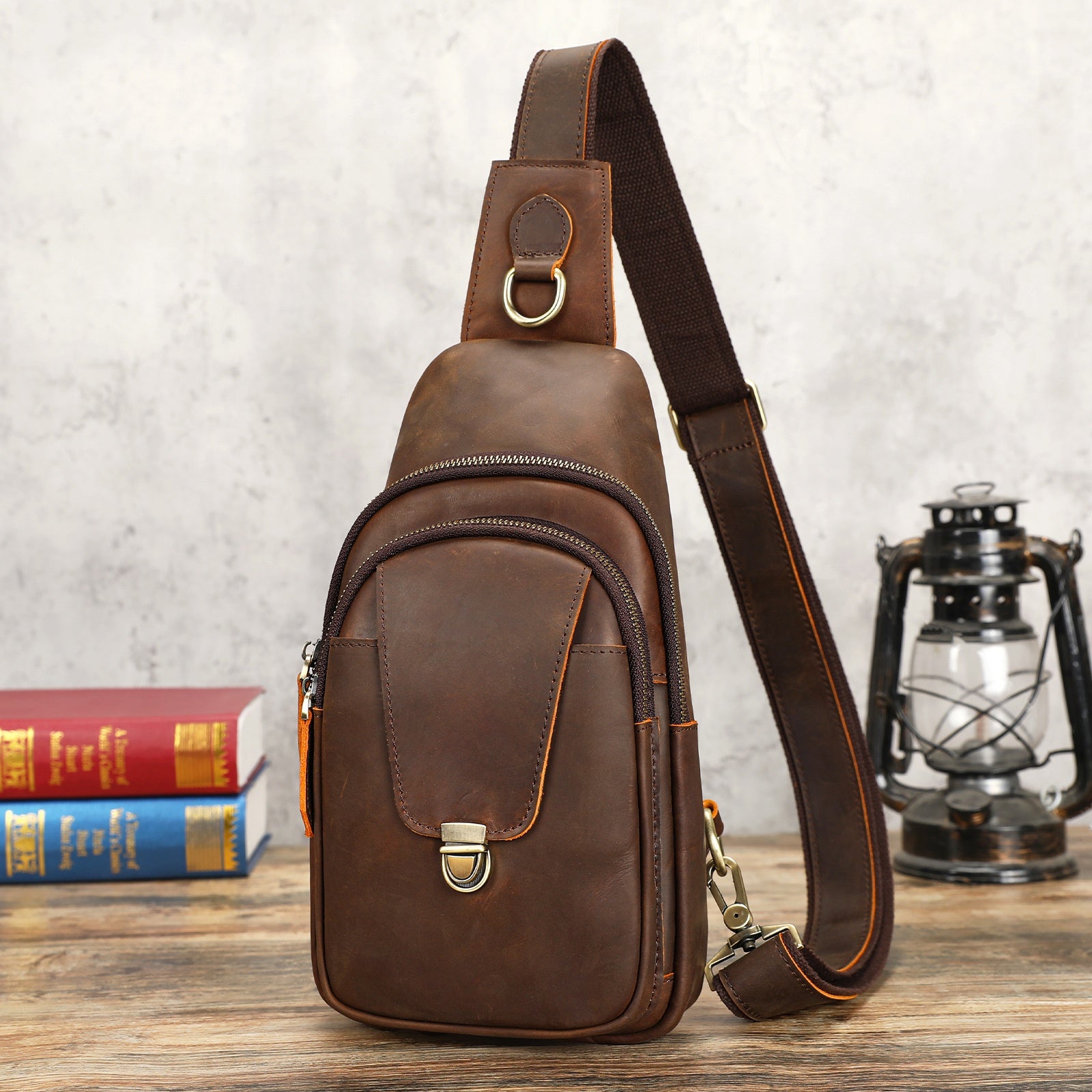 Vintage Crazy Horse Leder Umhängetasche
