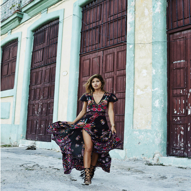 Boho Vintage Tie-Dye Minikleid