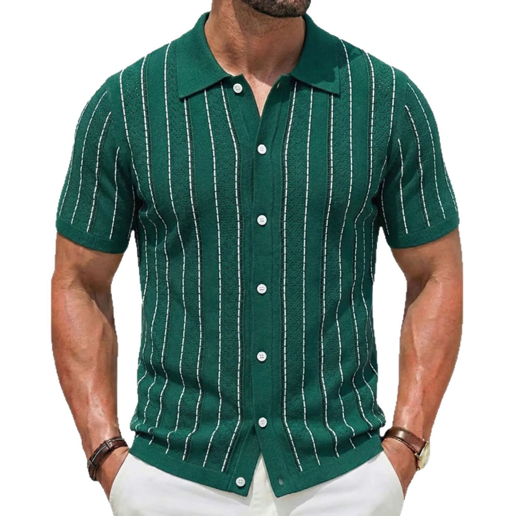 Gestreiftes Kurzarm-Stricktop für Herren
