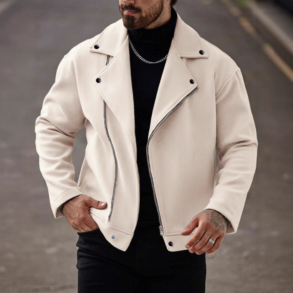 Herren Wollmantel Loose Fit