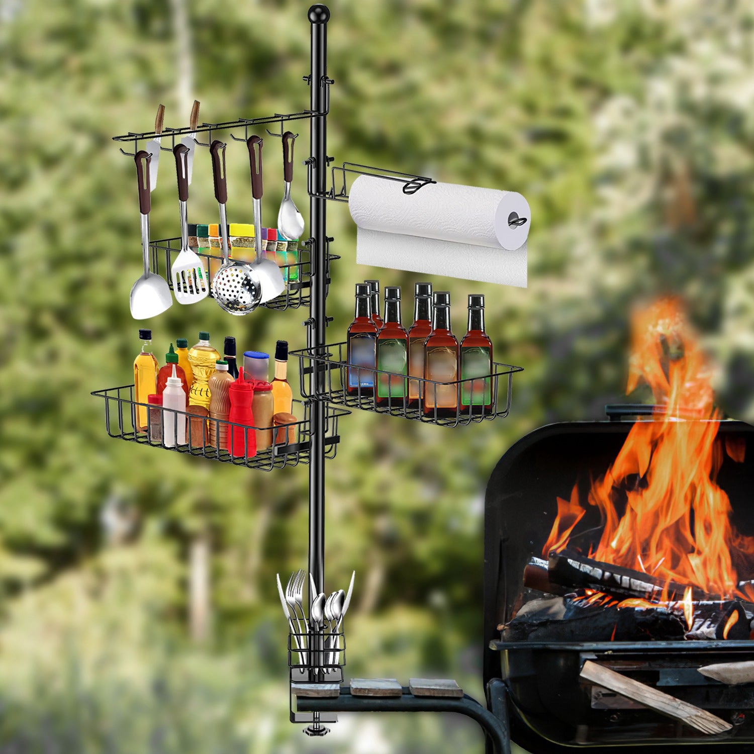 Stehender Grill-Organizer mit grosser Kapazität