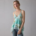 Retro Chiffon Top mit Blumenmuster