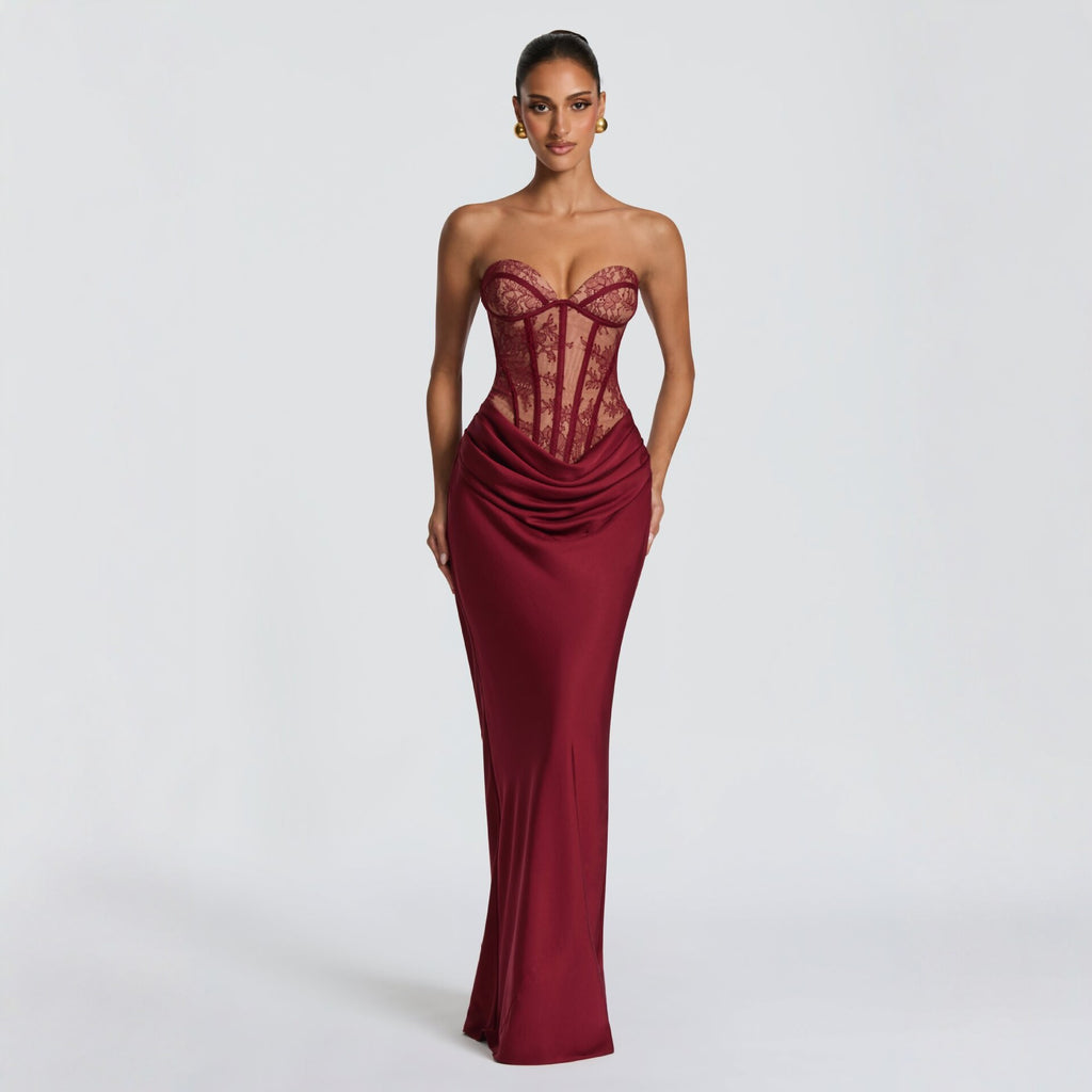 Elegantes figurbetontes Abendkleid mit Spitze – Bild 3 | LuxeStyle