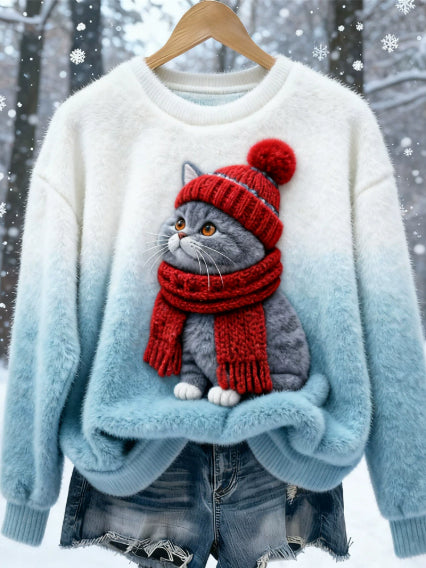 Weihnachtsmuster-Fleece-Hoodie