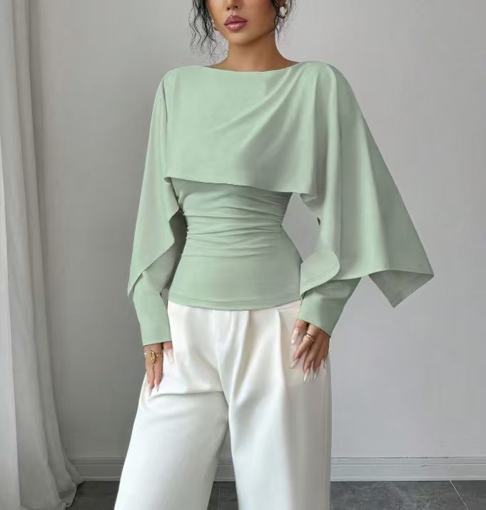 Elegantes Cape-Oberteil · Schalkragen