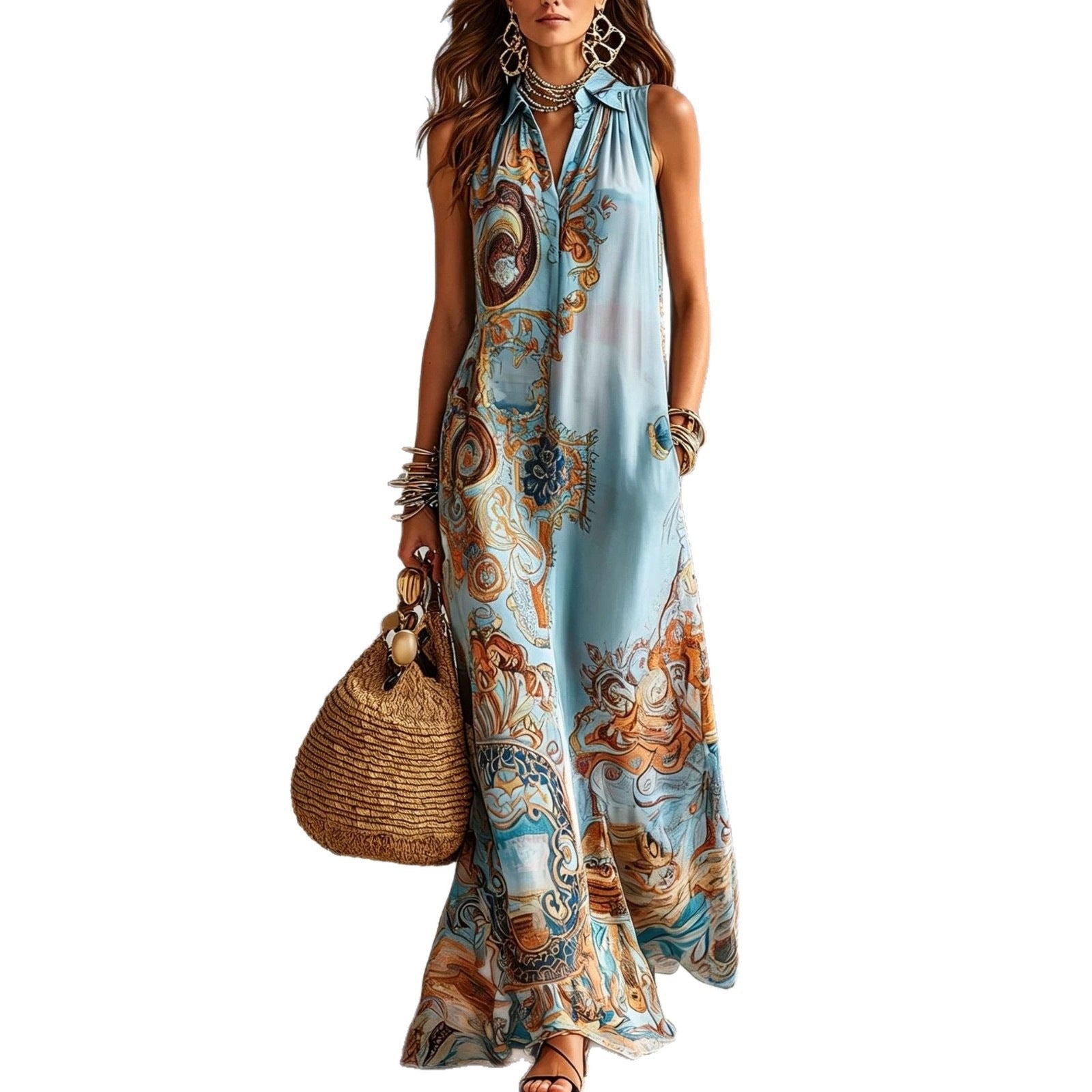Elegante Strandkleidung mit Blumenmuster