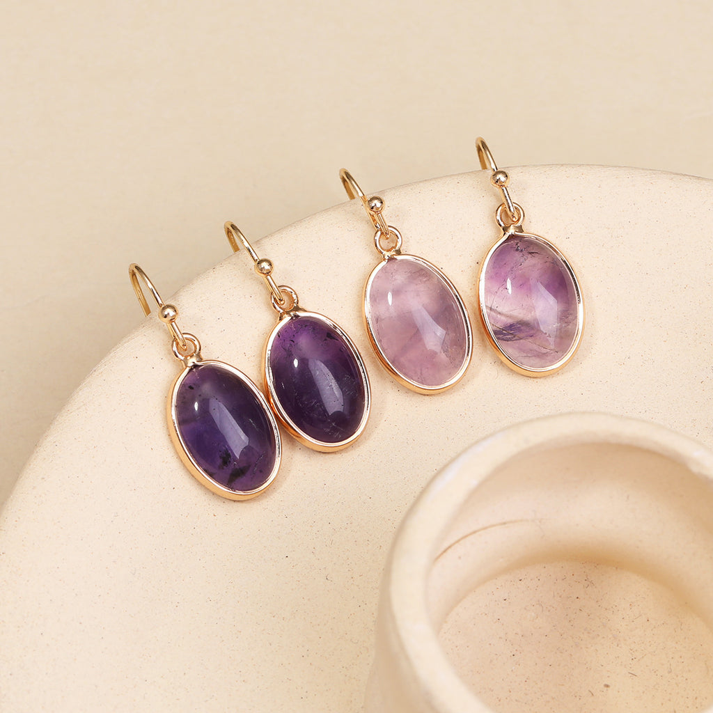 Boho-Ohrringe mit Amethyst-Anhänger