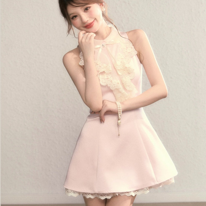 Rosa A-Linien-Partykleid mit hohem Taillenbundundund – Bild 5 | LuxeStyle