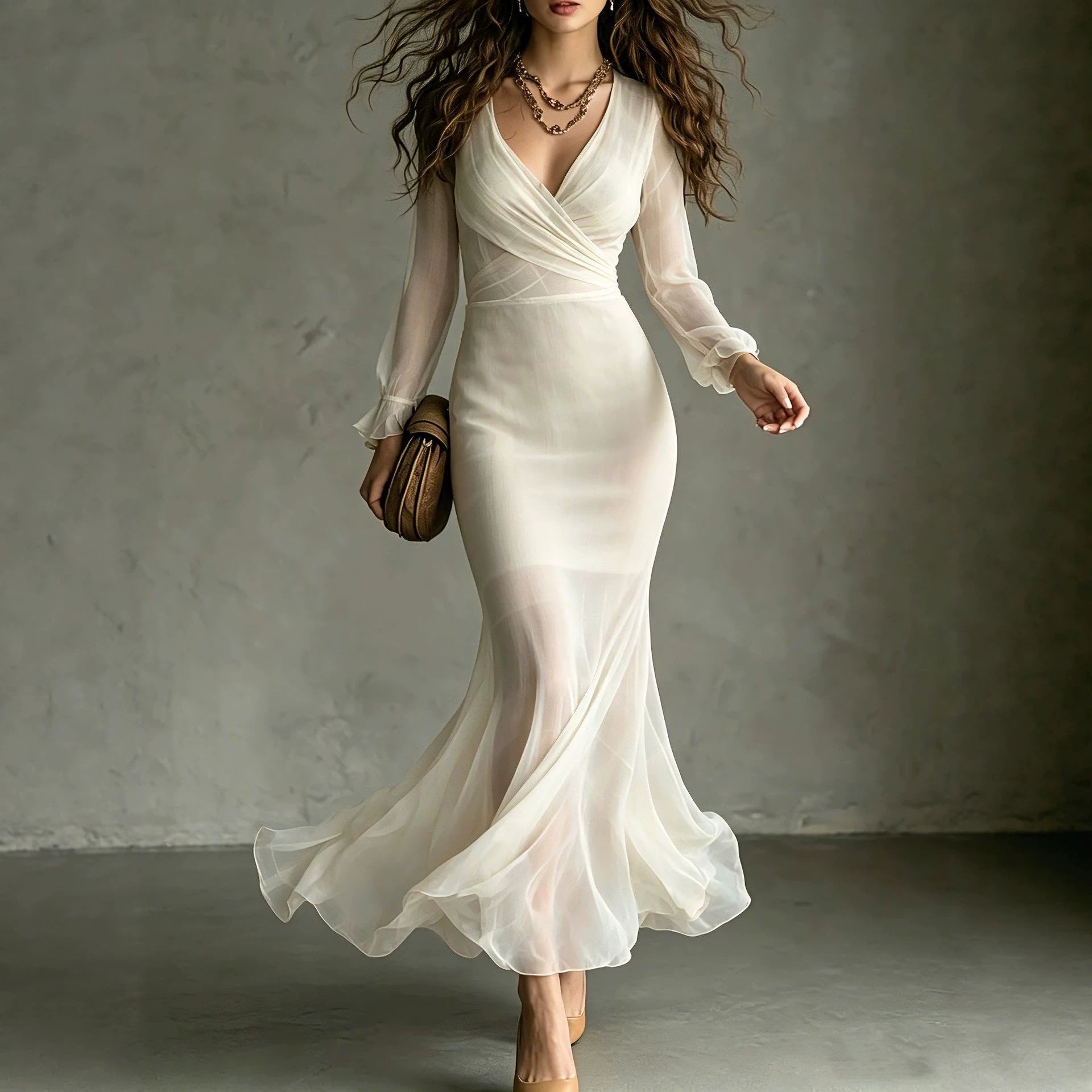 Maxi-Kleid mit Taillen-Gurt