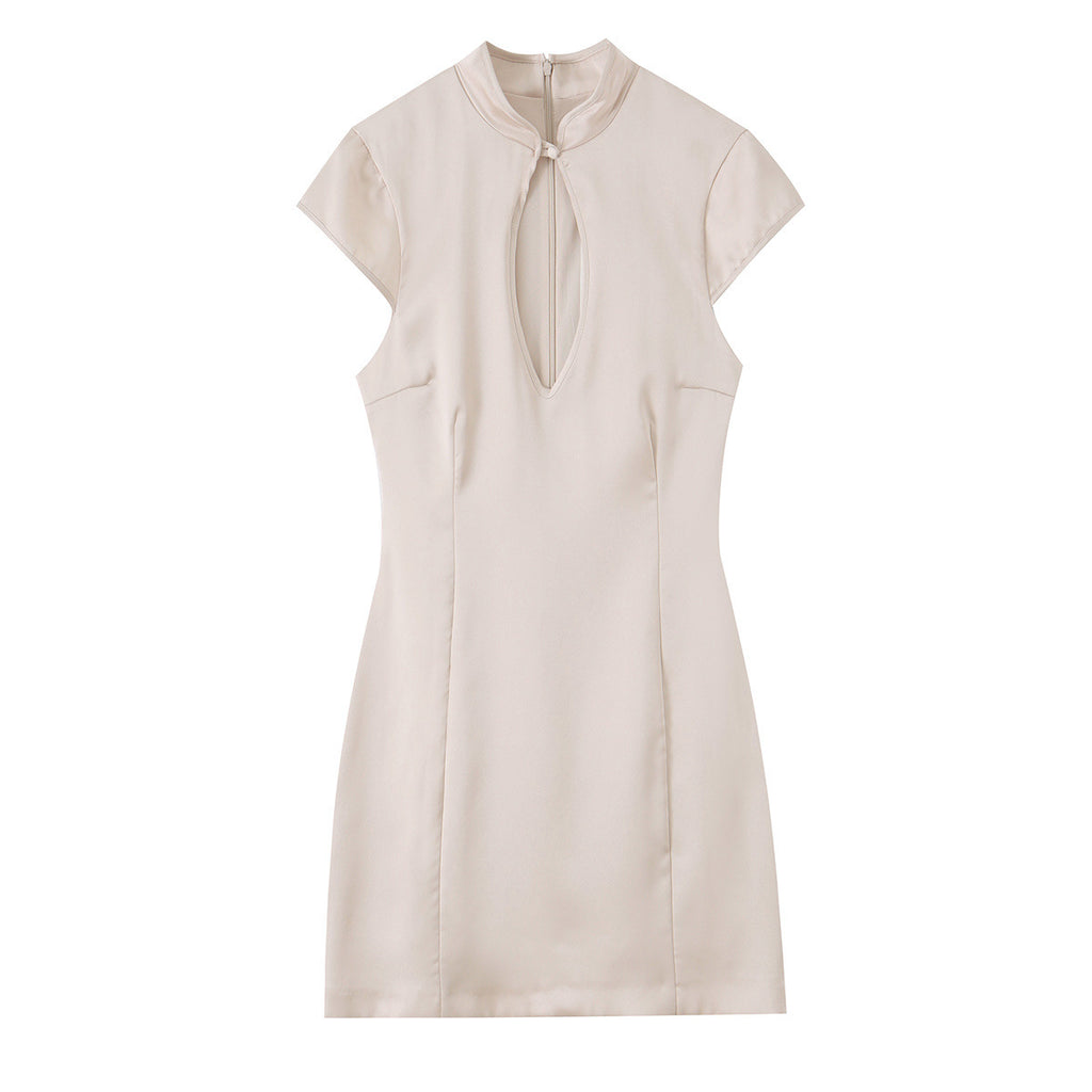 Mini-Kleid aus Satin-Polyester mit Schlitz