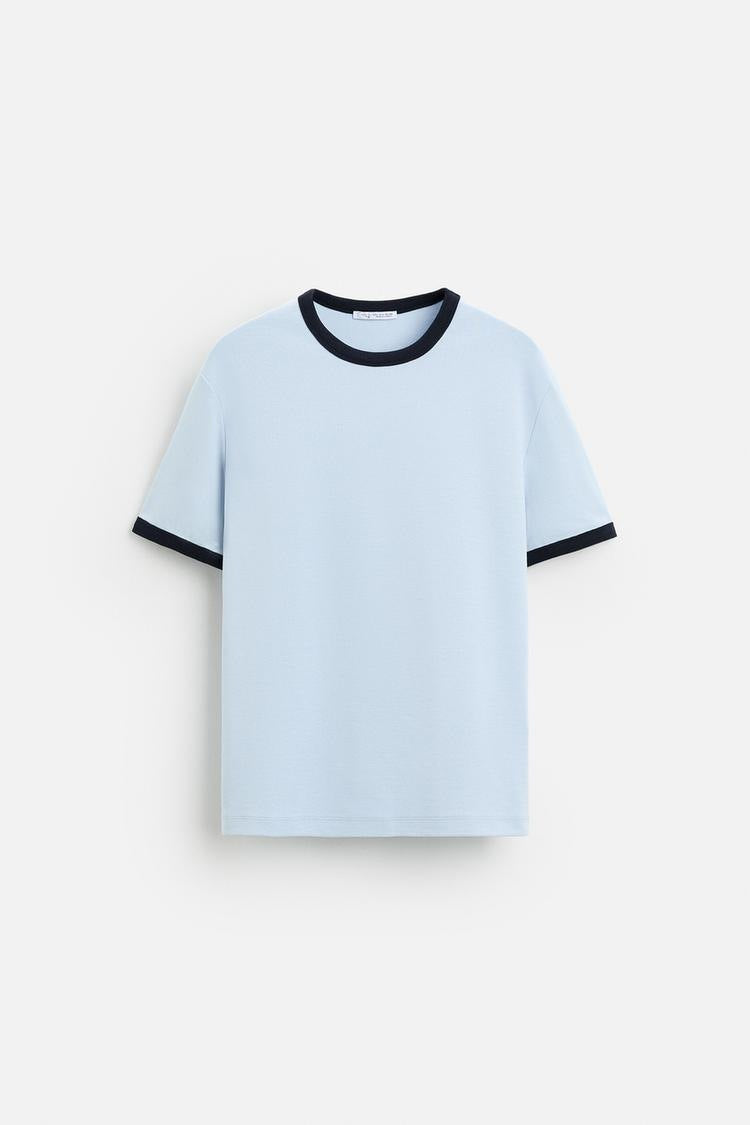 Geripptes Basic T-Shirt mit Kontrastfarben – Bild 4 | LuxeStyle