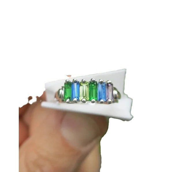 Regenbogen Zirkonia Ring aus Edelstahl